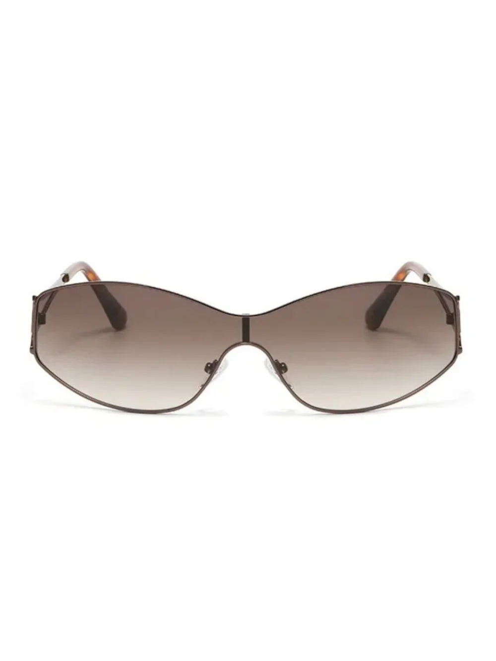 Oversized Tinted Sunglasses With Brown Tinted Lenses Brown Metal Frame & Tortois